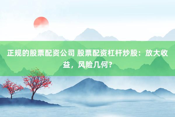 正规的股票配资公司 股票配资杠杆炒股：放大收益，风险几何？